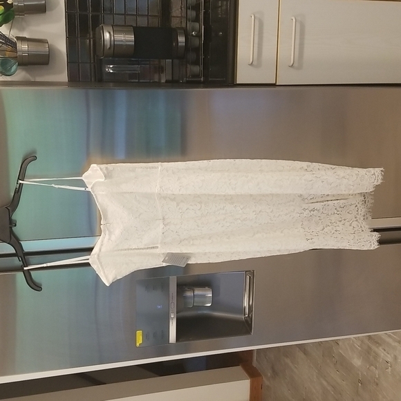 💕DRESS THE POPULATION💕 Jayleen Floral Lace Midi Dress ~ Off White XL NWT - Picture 2 of 11